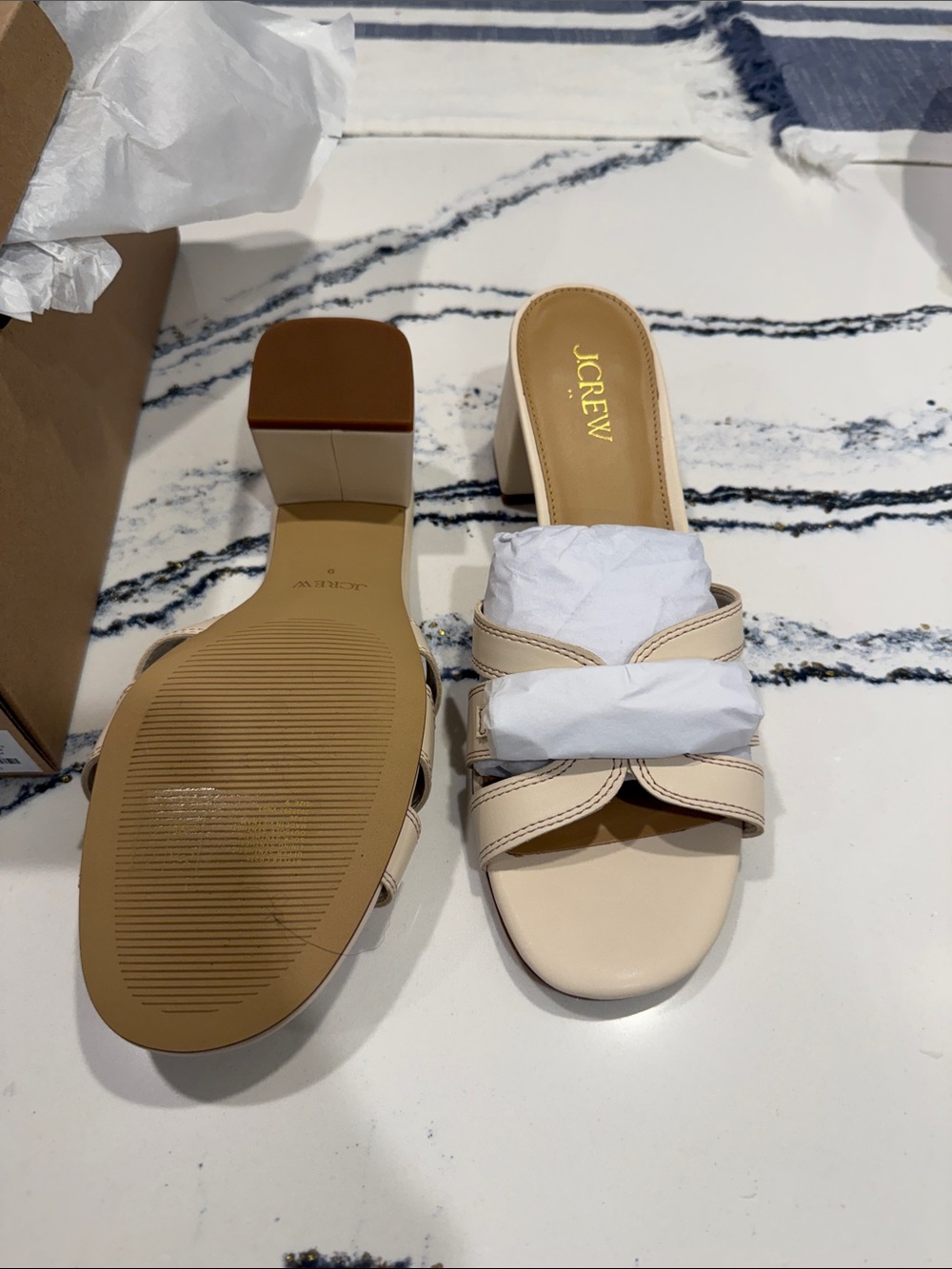 J. Crew Women's Beige Leather Slide Mules